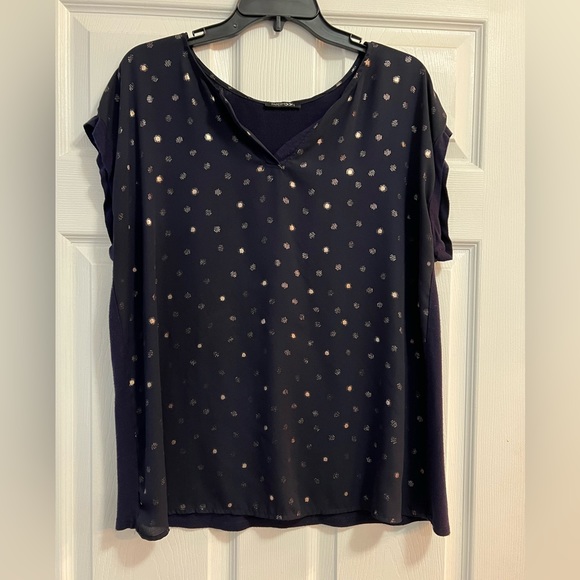 Papermoon Tops - Women’s XL Papermoon Reese Mixed Material Foil Print Blouse